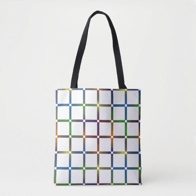 Farbenfrohe Blended Rainbow Grid mit Negativ Space Tasche (Vorderseite)
