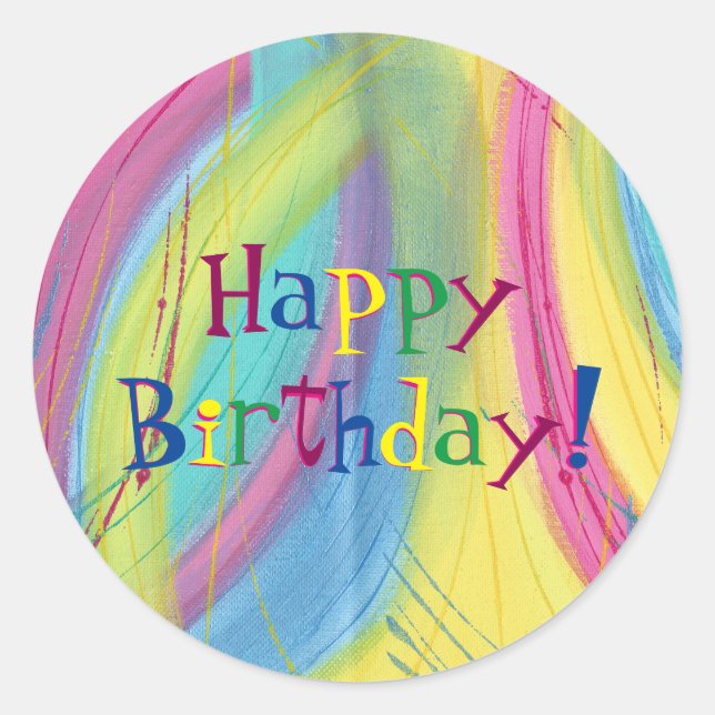 Farbenfrohe Blends Happy Birthday Stickers (Vorderseite)