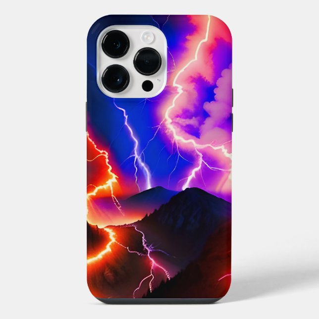 Farbenfrohe Blitze Eins iPhone 14 Pro Max Hülle (Rückseite)