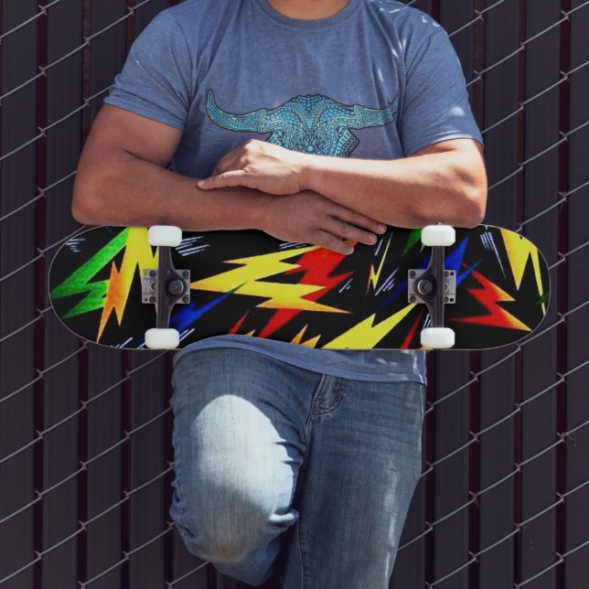 Farbenfrohe Blitze Skateboard (Außenbereich 3)