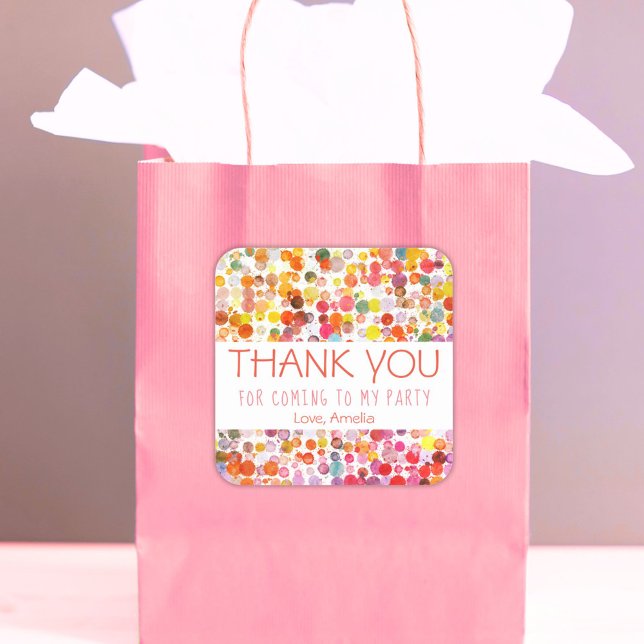 Farbenfrohe Blogs Kinder Vielen Dank für Ihre Gebu Quadratischer Aufkleber (Von Creator hochgeladen)