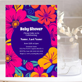 Farbenfrohe Blooms-Dopamin-Stil-Retro-Blume Einladung