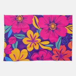 Farbenfrohe Blooms-Dopamin-Stil-Retro-Blume Geschirrtuch