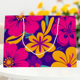 Farbenfrohe Blooms-Dopamin-Stil-Retro-Blume Große Geschenktüte