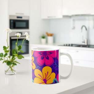 Farbenfrohe Blooms-Dopamin-Stil-Retro-Blume Kaffeetasse