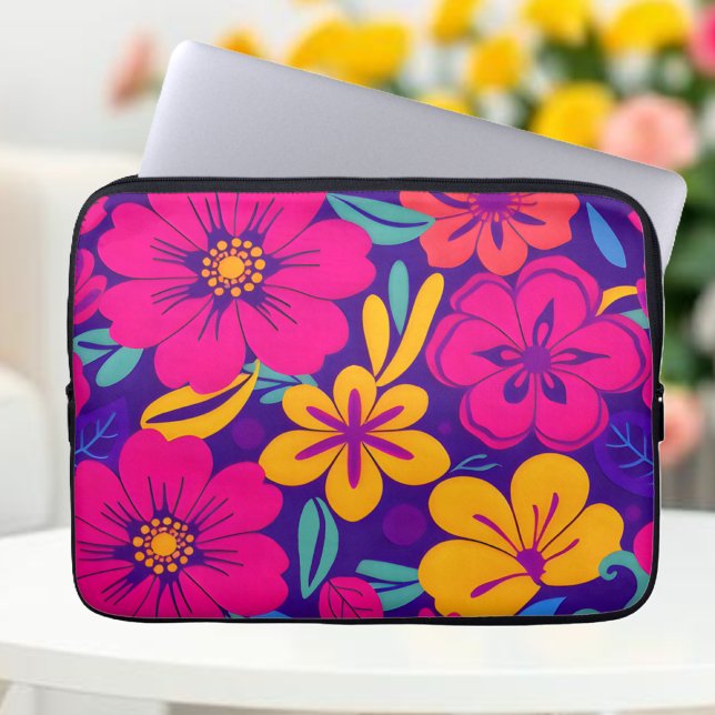 Farbenfrohe Blooms-Dopamin-Stil-Retro-Blume Laptopschutzhülle (Colorful Blooms-Dopamine Style-Laptop Sleeve )