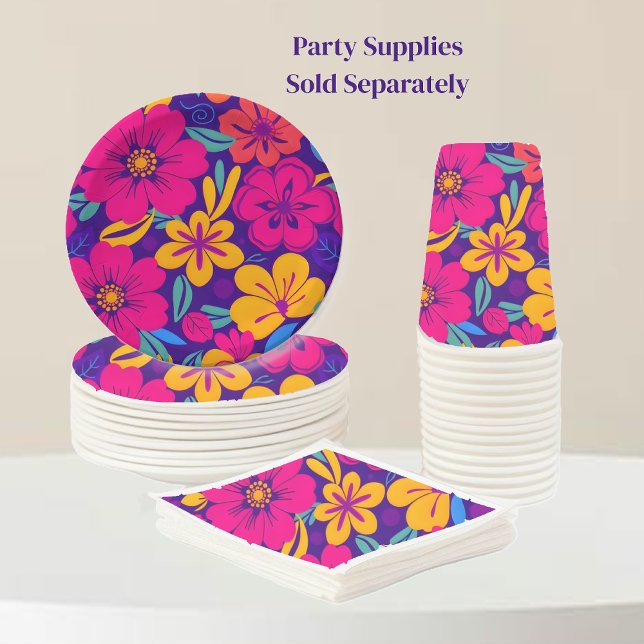 Farbenfrohe Blooms-Dopamin-Stil-Retro-Blume Serviette (Colorful Blooms-Dopamine Style-Party Supplies plates cups and napkins)