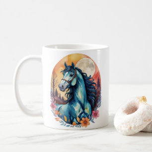Farbenfrohe Blue Horse Traum Kaffeepause Tasse