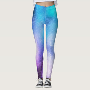 Farbenfrohe Blues und Purples in knarrer Wasserfar Leggings