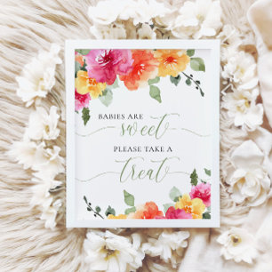 Farbenfrohe, blühende Babys nehmen Leckerei Poster