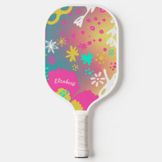 Farbenfrohe blühende Blume Tote Tasche Pickleball Schläger