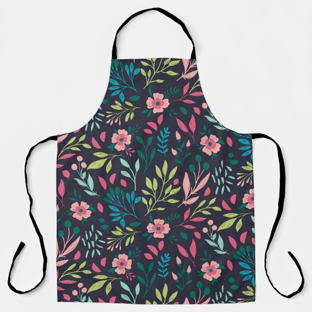 Farbenfrohe, blühende Schrift mit Blume und Blätte Schürze (Vorderseite)