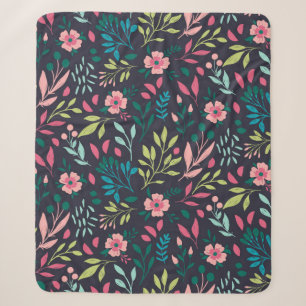 Farbenfrohe, blühende Schrift mit Blume und Blätte Sherpadecke