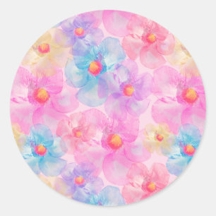 Farbenfrohe Blume Aquarellgarten Runder Aufkleber
