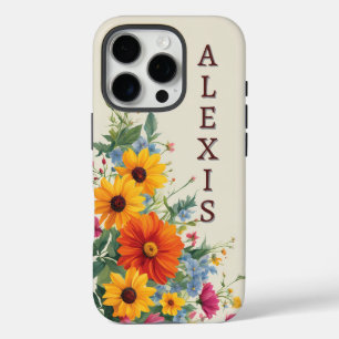 Farbenfrohe Blume auf Beige iPhone 16 Pro Hülle
