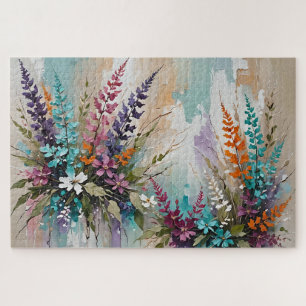 Farbenfrohe Blume auf blaubeige weiße Lavendel