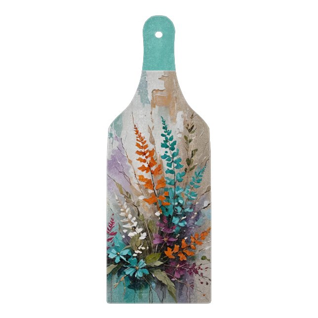 Farbenfrohe Blume auf blaubeige weiße Lavendel Schneidebrett (Vorderseite)