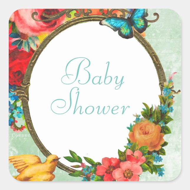 Farbenfrohe Blume Babydusche Aufkleber auf dem Pla (Vorderseite)