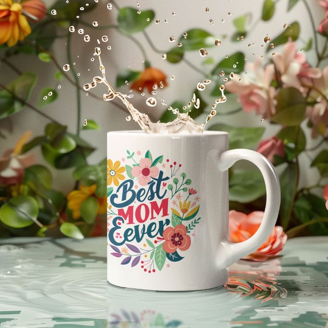 Farbenfrohe Blume Beste Mama je Kaffeetasse (Von Creator hochgeladen)