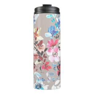 Farbenfrohe Blume, Blätter und Blume gestalten Kun Thermosbecher
