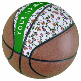 Farbenfrohe Blume, blauer Hintergrund, grün Basketball