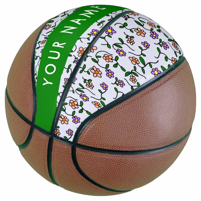 Farbenfrohe Blume, blauer Hintergrund, grün Basketball (angewinkelt)