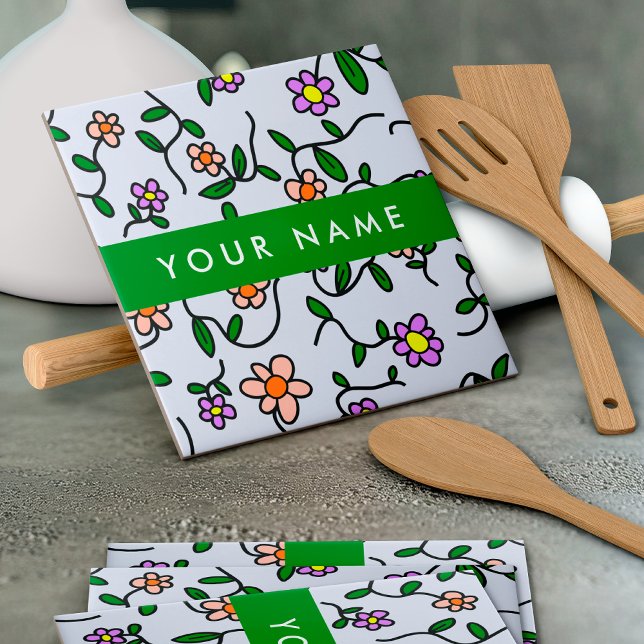 Farbenfrohe Blume, blauer Hintergrund, grün Fliese (Von Creator hochgeladen)