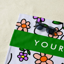 Farbenfrohe Blume, blauer Hintergrund, grün Strandtuch