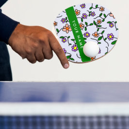 Farbenfrohe Blume, blauer Hintergrund, grün Tischtennis Schläger
