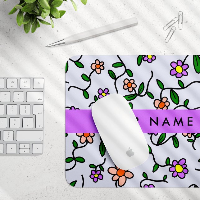 Farbenfrohe Blume, blauer Hintergrund, Lila Mousepad (Von Creator hochgeladen)