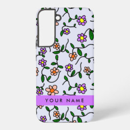 Farbenfrohe Blume, blauer Hintergrund, Lila Samsung Galaxy Hülle