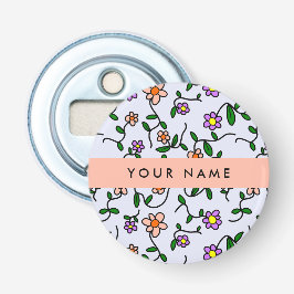 Farbenfrohe Blume, blauer Hintergrund, orange Flaschenöffner