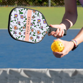 Farbenfrohe Blume, blauer Hintergrund, orange Pickleball Schläger