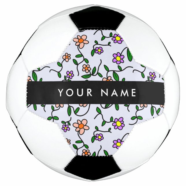 Farbenfrohe Blume, blauer Hintergrund, schwarz Fußball (Vorderseite)