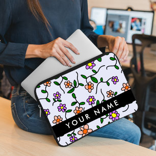 Farbenfrohe Blume, blauer Hintergrund, schwarz Laptopschutzhülle