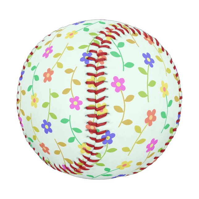 Farbenfrohe Blume, Blumenmuster, Grüne, Boho Baseball (Schrägansicht)