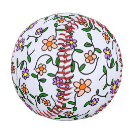 Farbenfrohe Blume, Blumenmuster, Grüne, Boho Baseball