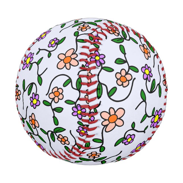 Farbenfrohe Blume, Blumenmuster, Grüne, Boho Baseball (Schrägansicht)