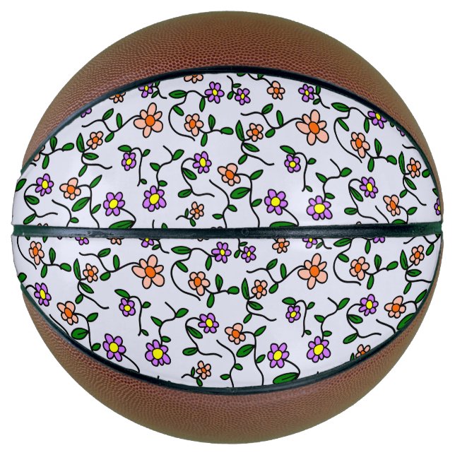 Farbenfrohe Blume, Blumenmuster, Grüne, Boho Basketball (Vorderseite)