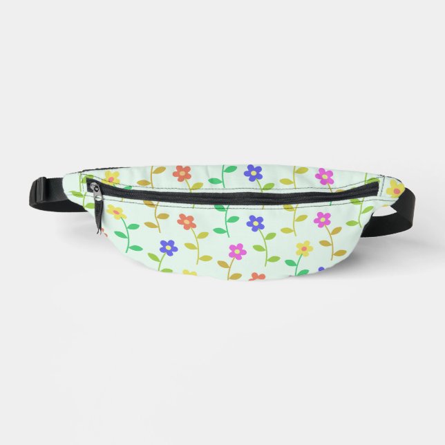 Farbenfrohe Blume, Blumenmuster, Grüne, Boho Bauchtasche (Vorderseite)