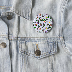 Farbenfrohe Blume, Blumenmuster, Grüne, Boho Button