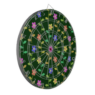 Farbenfrohe Blume, Blumenmuster, Grüne, Boho Dartscheibe