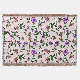 Farbenfrohe Blume, Blumenmuster, Grüne, Boho Decke