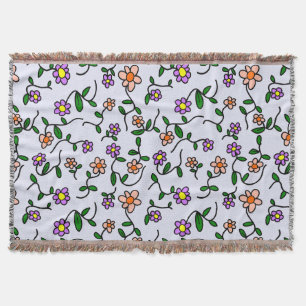 Farbenfrohe Blume, Blumenmuster, Grüne, Boho Decke