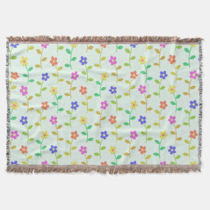 Farbenfrohe Blume, Blumenmuster, Grüne, Boho Decke