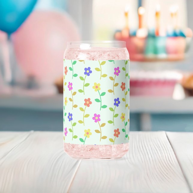 Farbenfrohe Blume, Blumenmuster, Grüne, Boho Dosenglas (Insitu (Baby Party))