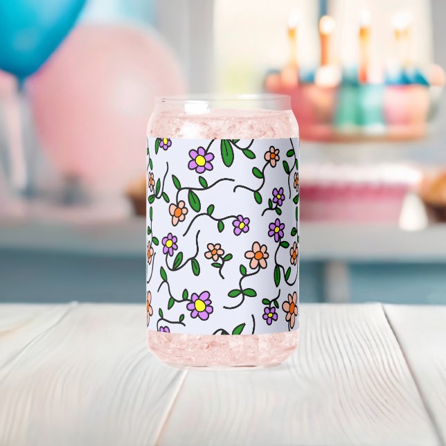 Farbenfrohe Blume, Blumenmuster, Grüne, Boho Dosenglas (Insitu (Baby Party))