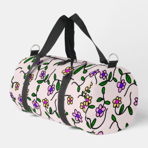 Farbenfrohe Blume, Blumenmuster, Grüne, Boho Duffle Bag