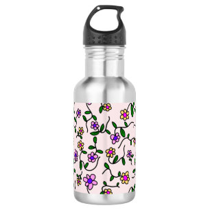 Farbenfrohe Blume, Blumenmuster, Grüne, Boho Edelstahlflasche