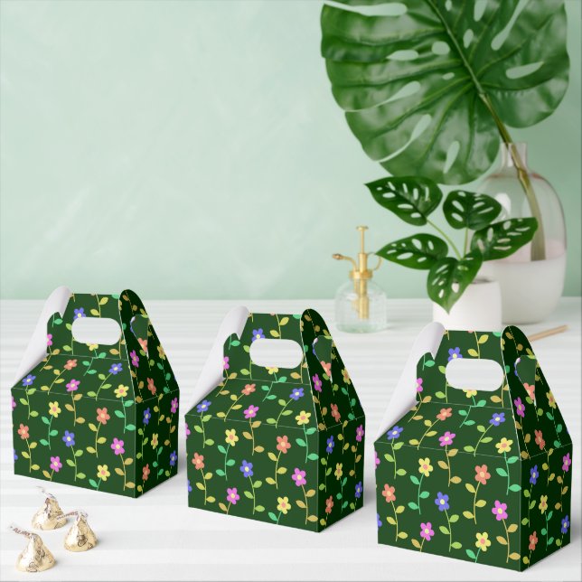 Farbenfrohe Blume, Blumenmuster, Grüne, Boho Geschenkschachtel (Zahlreiche)